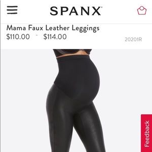 Spanx Mama faux leather maternity leggings size M